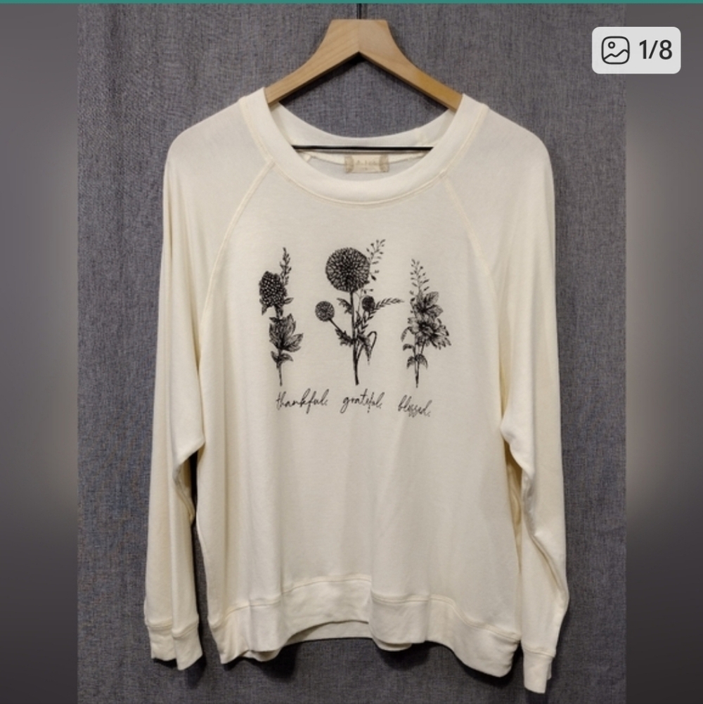 Altered State Cream Casual Comfy Spring Floral Sweatshirt Large